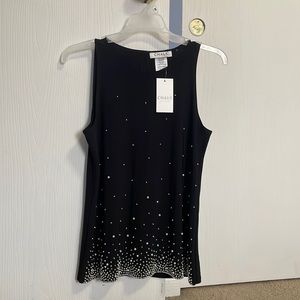 CHAUS new york Sleeveless Black Pearl Top in small size